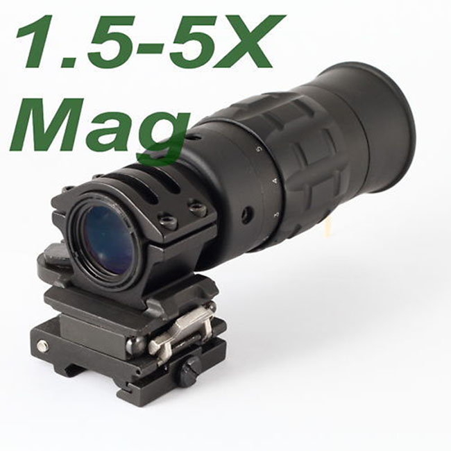 New 1.5-5X Monocular Magnifier w Flip to Side QD Mount